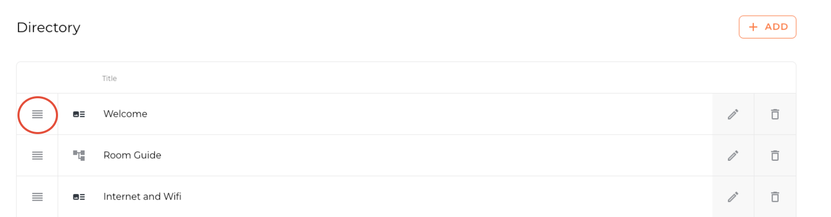 Reorder directory items