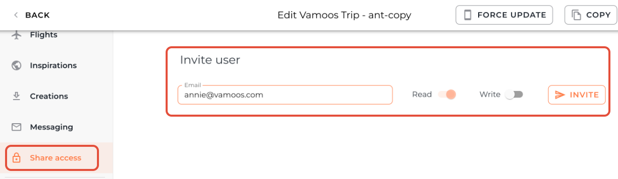 Share access screenshot