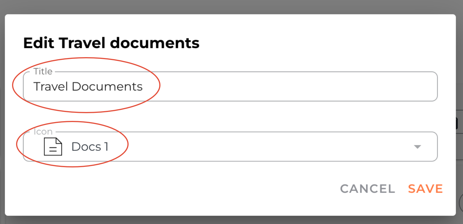 Rename section screenshot