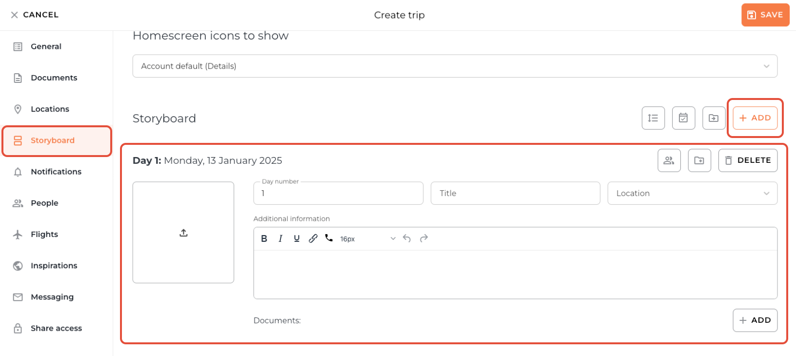 Adding a storyboard frame