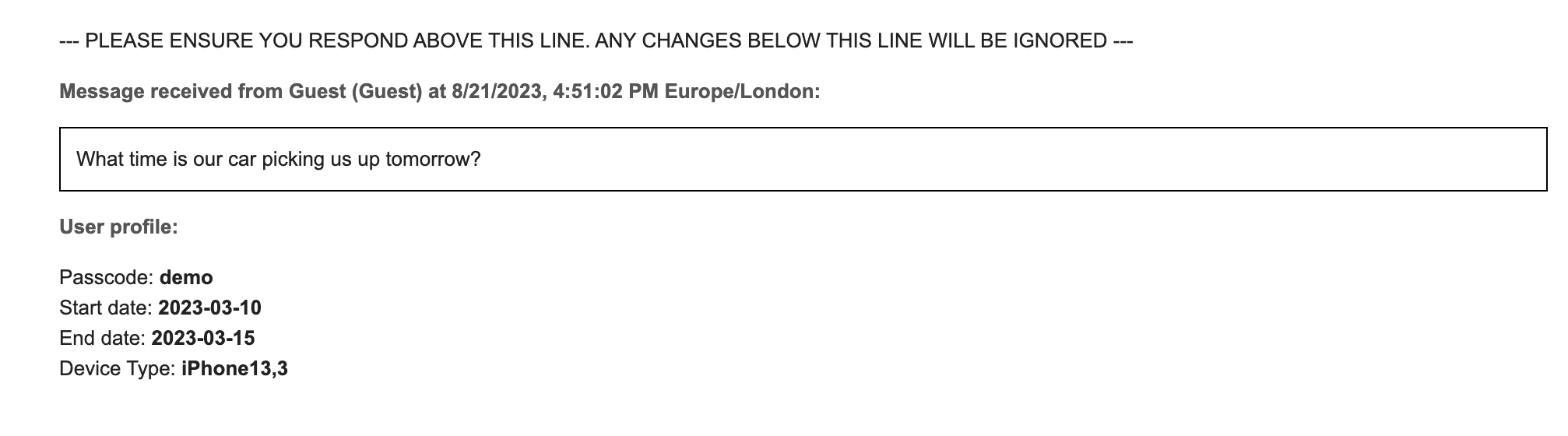 Email reply screenshot