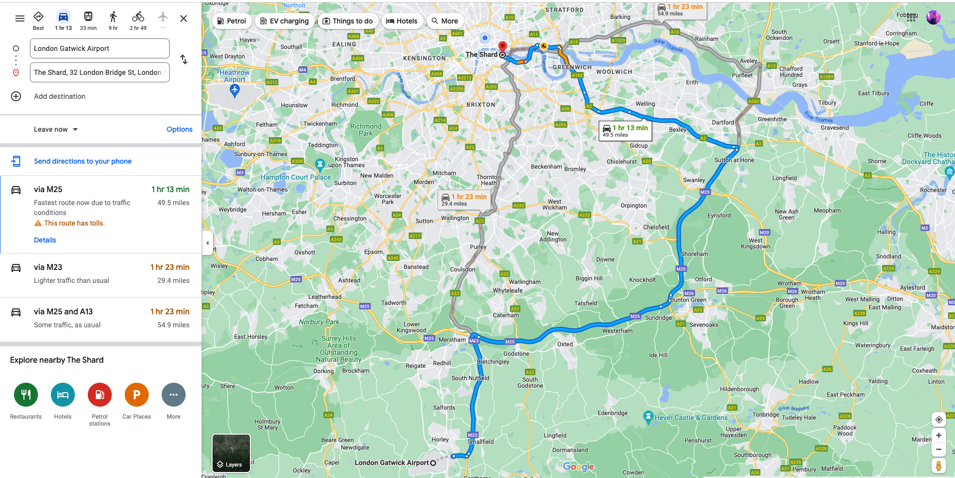 Google Maps GPX route example