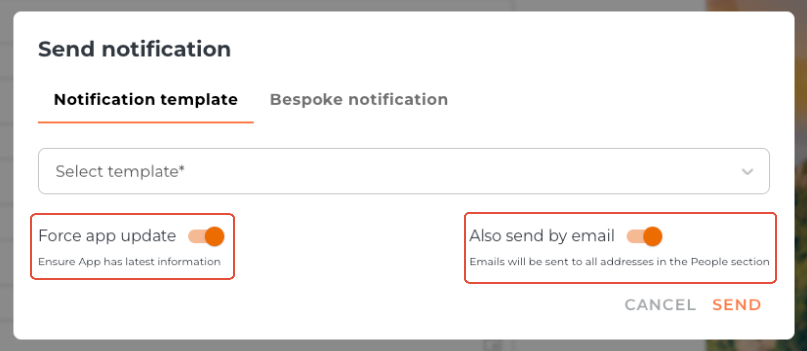 Force update options