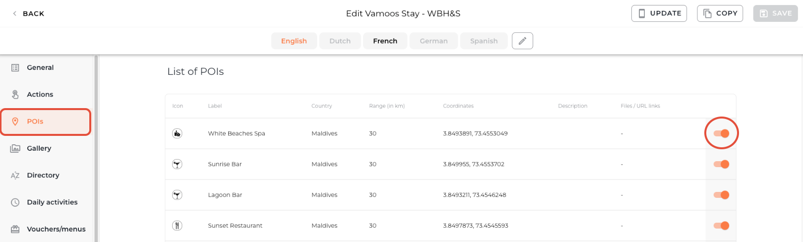 Property-specific POI controls