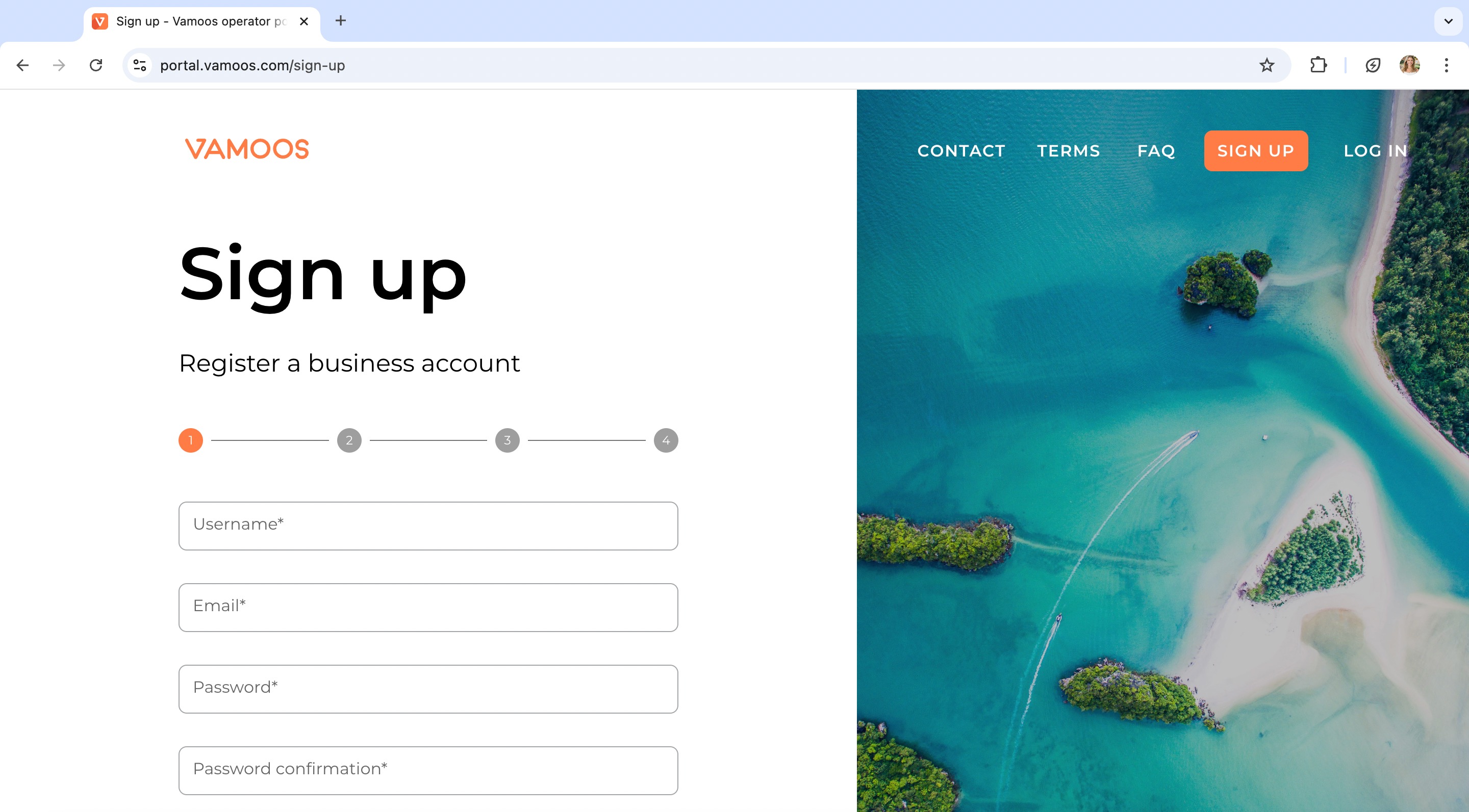 Signup screenshot