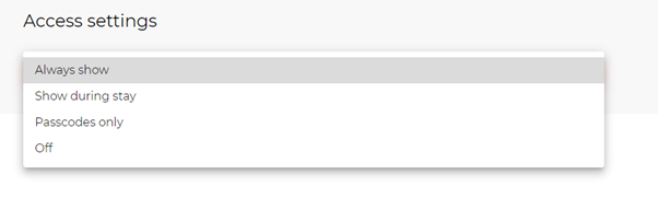 Access settings panel