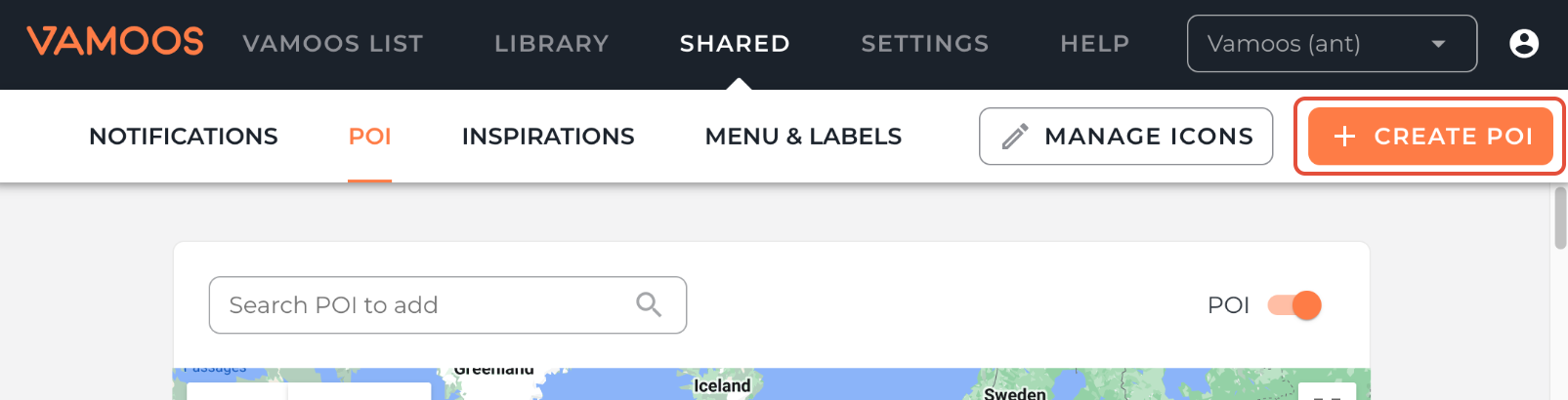 Create POI with coordinates