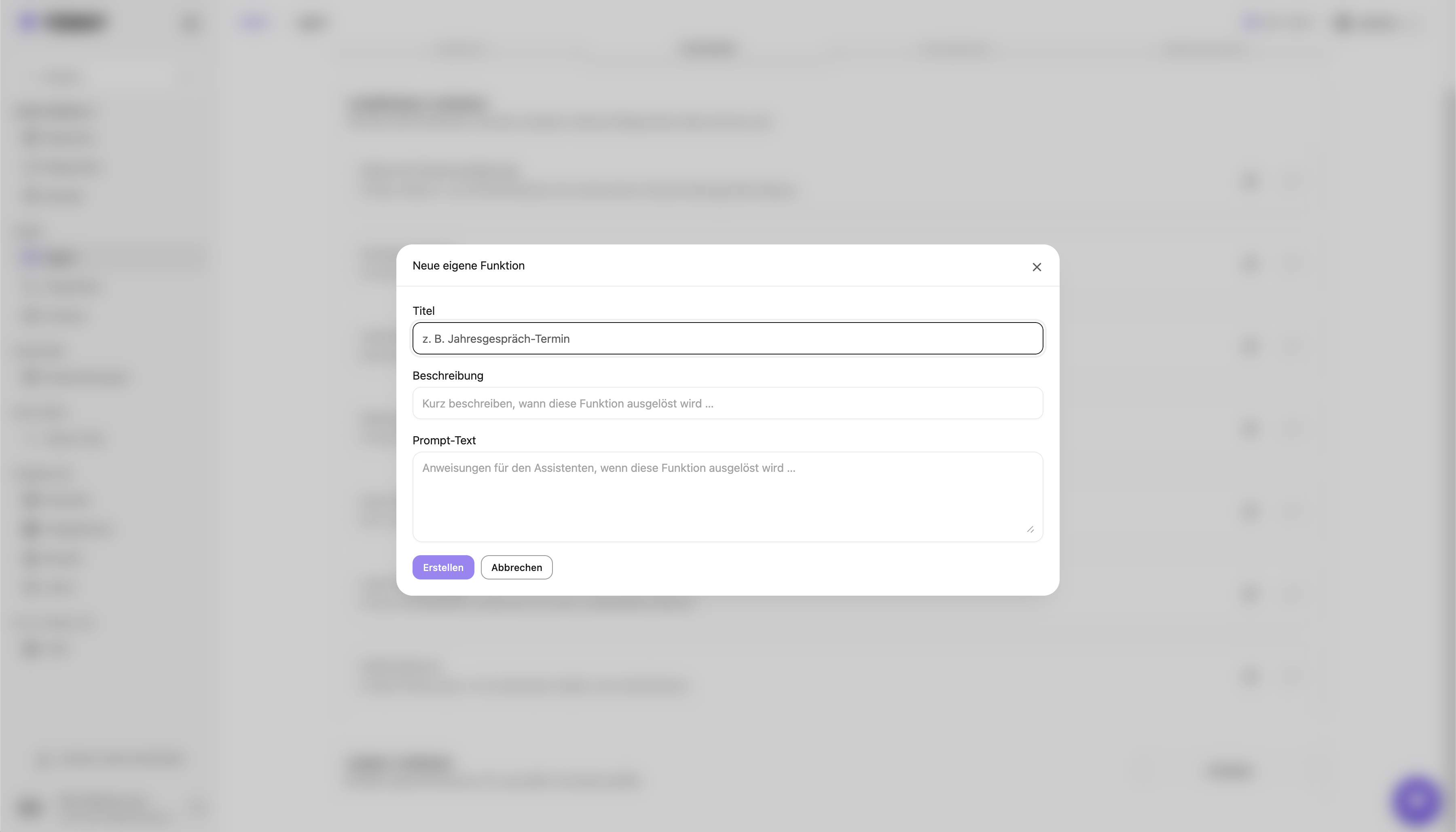 Funktion bearbeiten: Rueckruf und Terminvereinbarung mit Prompt-Text