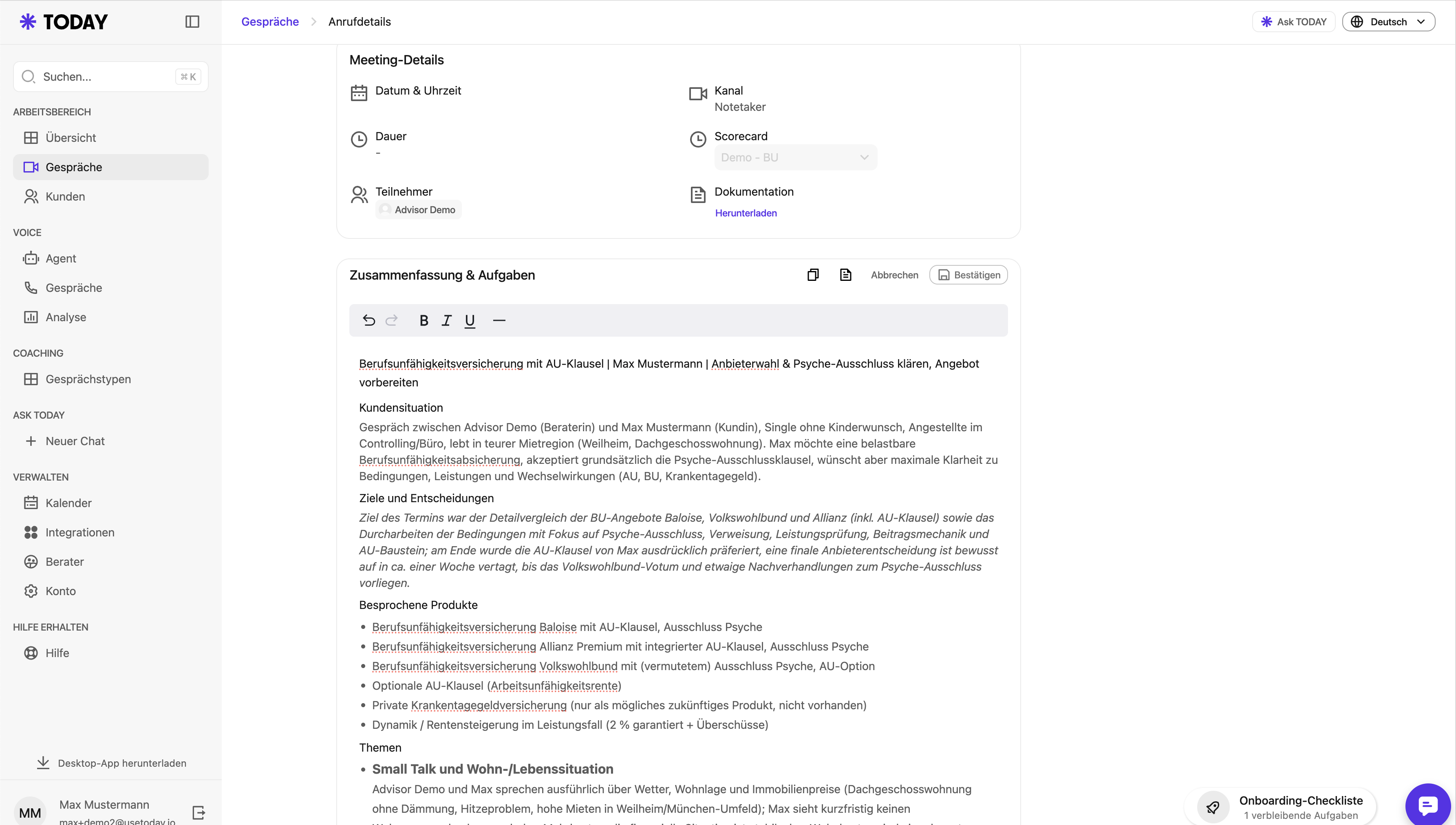 Bearbeitbare Zusammenfassung mit Aufgaben und besprochenen Produkten