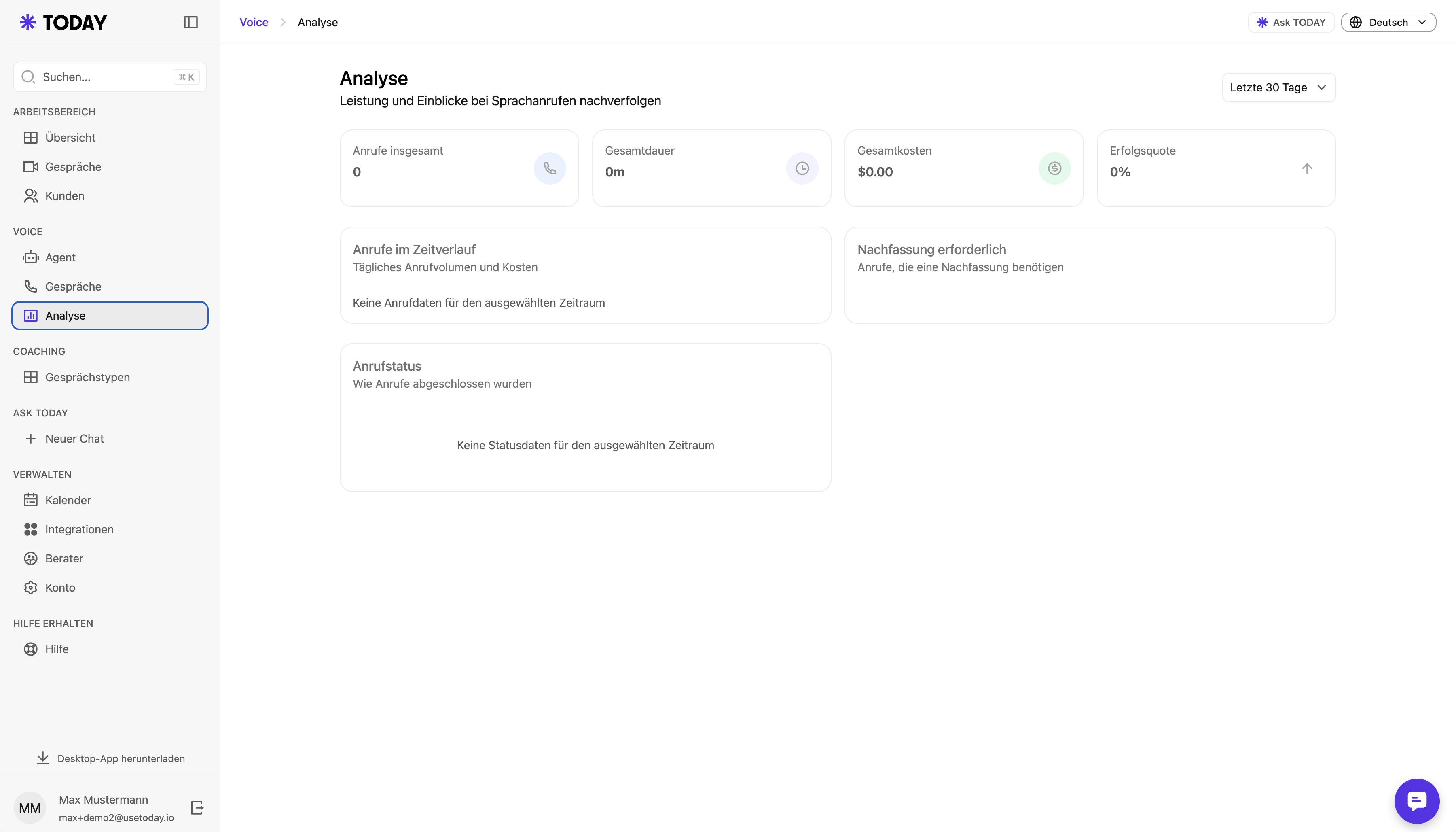 Voice Analyse-Dashboard mit KPIs