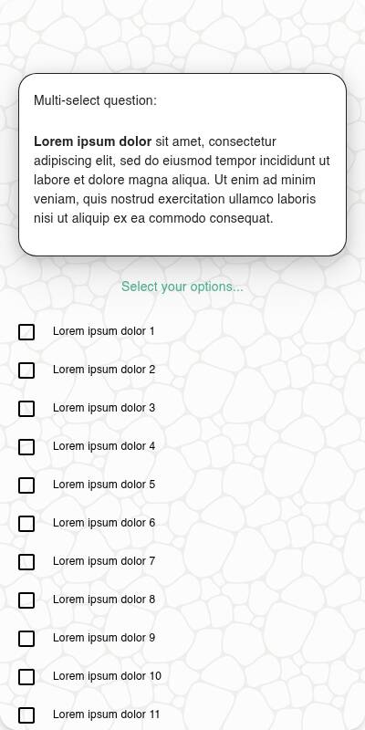 Multiselect Question mobile Markdown Many Options